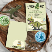 可愛い恐竜の漫画Dino-4-us 4th誕生日パーティー 招待状