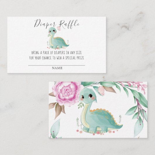 可愛い恐竜の牡丹おむつラッフルベビーシャワーバス 名刺 (正面/裏面)