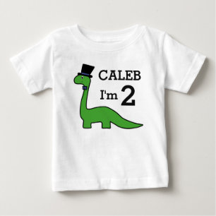 可愛い恐竜の男のカスタマイズ子誕生日名I'm 2 ベビーTシャツ