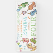 可愛い恐竜の男の子の誕生日パーティバナー 横断幕 (縦)