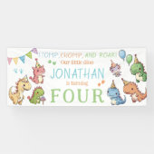 可愛い恐竜の男の子の誕生日パーティバナー 横断幕 (横)