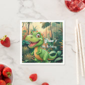 可愛い恐竜の男の子の誕生日パーティー スタンダードカクテルナプキン (インサイチュ)