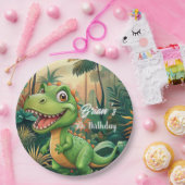 可愛い恐竜の男の子の誕生日パーティー ペーパープレート (パーティー)