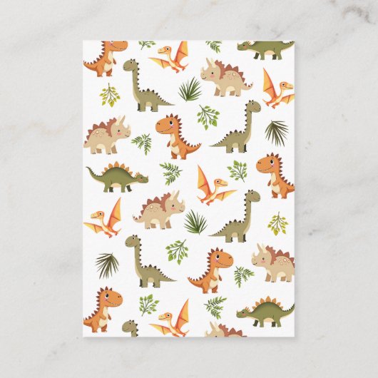 可愛い恐竜の緑の本をベビー エンクロージャーカード (裏面)