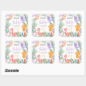 可愛い恐竜の緑の赤ちゃん感謝していシャワーあなた スクエアシール (シート)