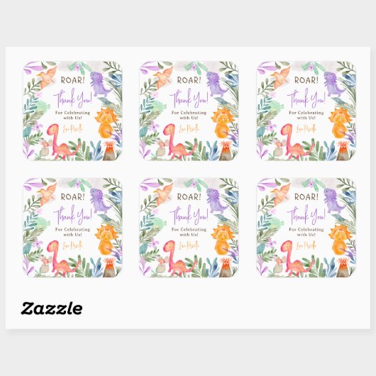 可愛い恐竜の緑の赤ちゃん感謝していシャワーあなた スクエアシール (シート)