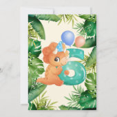 可愛い恐竜の緑葉の誕生パーティー6 招待状 (裏面)