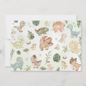 可愛い恐竜の緑ONE 1st第1誕生日 招待状 (裏面)