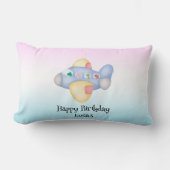 可愛い恐竜の航空機学生子供の誕生日パーティー ランバークッション (正面)