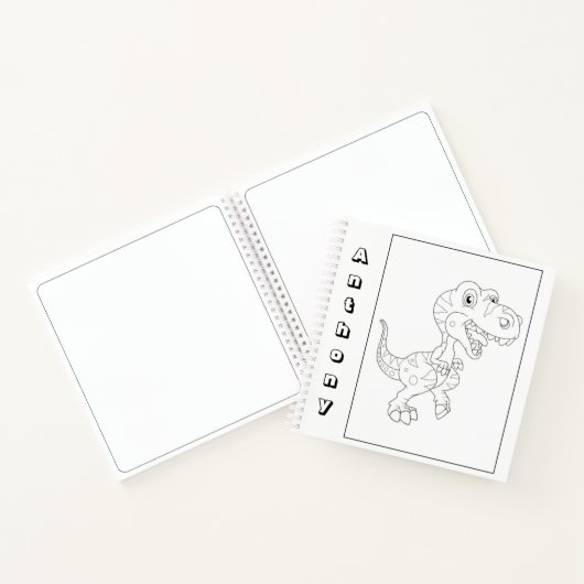 可愛い恐竜の色自分の名前のスケッチ ノートブック (内部)