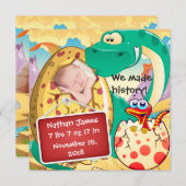 可愛い恐竜の誕生のお知らせ 案内状 (正面/裏面)