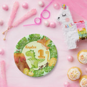 可愛い恐竜の誕生日パパーソナライズされたーティ ペーパープレート (パーティー)