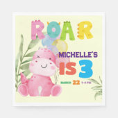 可愛い恐竜の誕生日パーティキッズディノガールズ スタンダードランチョンナプキン (正面)