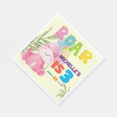 可愛い恐竜の誕生日パーティキッズディノガールズ スタンダードランチョンナプキン (角)