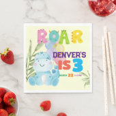 可愛い恐竜の誕生日パーティキッズディノボーイズ スタンダードランチョンナプキン (インサイチュ)