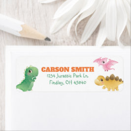 可愛い恐竜の誕生日パーティーのアドレス ラベル