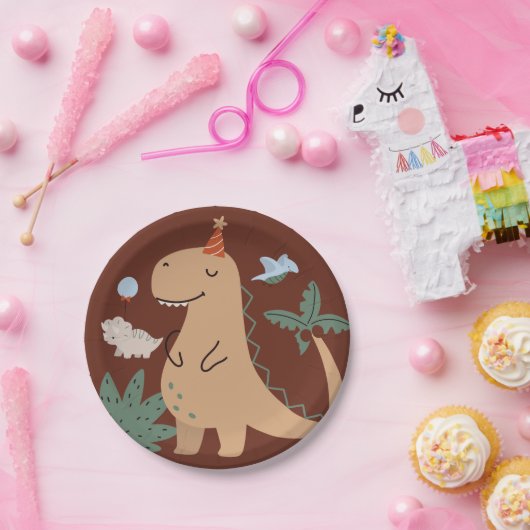 可愛い恐竜の誕生日パーティーパーティープレートTablewar ペーパープレート (パーティー)