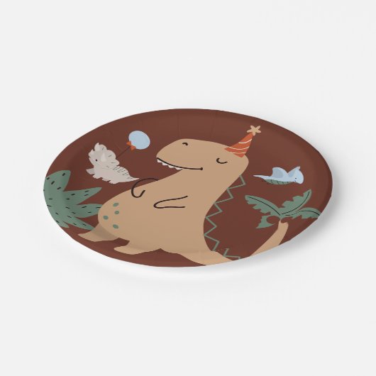 可愛い恐竜の誕生日パーティーパーティープレートTablewar ペーパープレート (アングル)