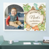 可愛い恐竜の誕生日歓迎フォトバックグラウンド 横断幕 (トレードショー)