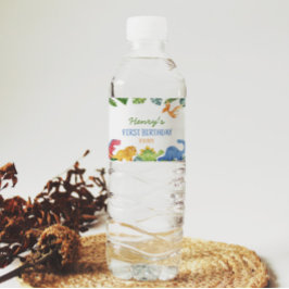 可愛い恐竜の誕生日水瓶ラベル ペットボトルラベル