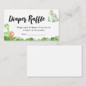 可愛い恐竜の赤ちゃんシャワーおむつラッフル エンクロージャーカード (正面/裏面)