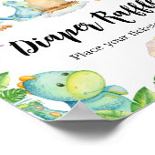 可愛い恐竜の赤ちゃんシャワーおむつラッフル ポスター (角)