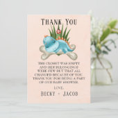 可愛い恐竜の赤ちゃんシャワーサンキューカード サンキューカード (スタンド正面)