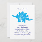 可愛い恐竜の赤ちゃんシャワーステゴサウルスブルーボーイ 招待状 (正面)