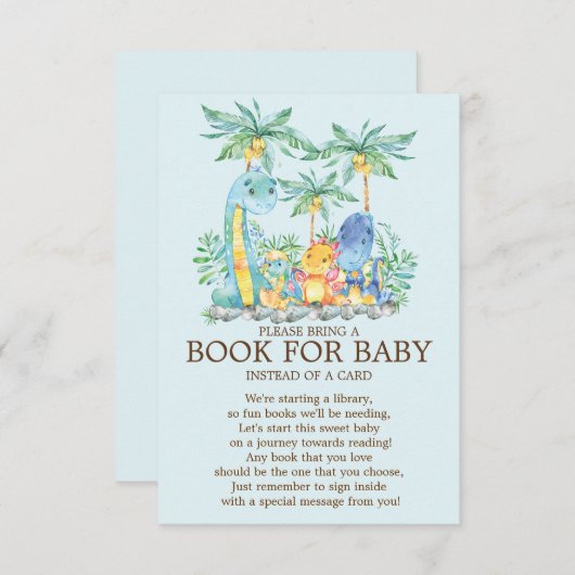 可愛い恐竜の赤ちゃんシャワーベビー エンクロージャーカード (正面/裏面)