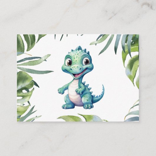 可愛い恐竜の赤ちゃんシャワーベビー エンクロージャーカード (裏面)