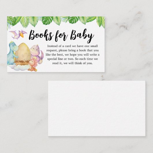 可愛い恐竜の赤ちゃんシャワーベビー エンクロージャーカード (正面/裏面)