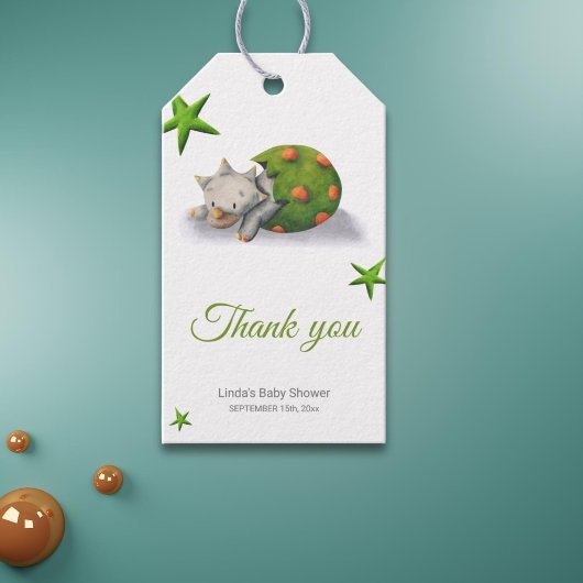 可愛い恐竜の赤ちゃんシャワー ギフトタグ