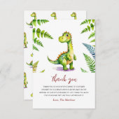 可愛い恐竜の赤ちゃんシャワー サンキューカード (正面/裏面)
