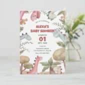 可愛い恐竜の赤ちゃんシャワー 招待状 (スタンド正面)