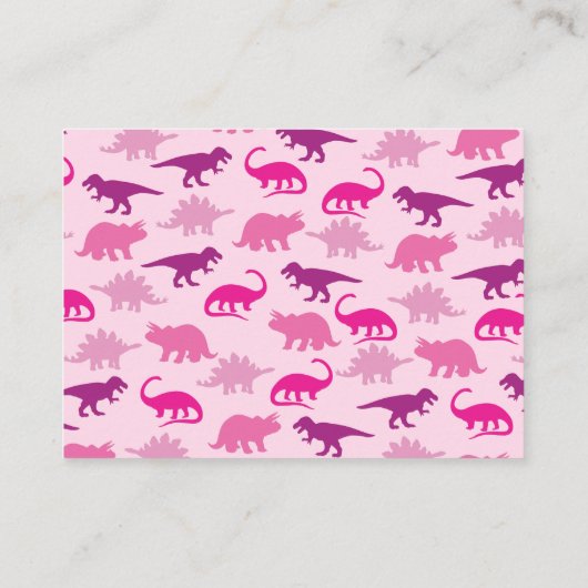 可愛い恐竜の赤ちゃんシャワーDinoピンクガール エンクロージャーカード (裏面)