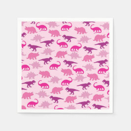 可愛い恐竜の赤ちゃんシャワーDinoピンクガール スタンダードカクテルナプキン