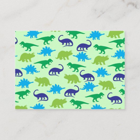 可愛い恐竜の赤ちゃんシャワーDino青と緑の男の子 エンクロージャーカード (裏面)