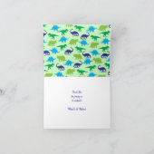 可愛い恐竜の赤ちゃんシャワーDino青と緑の男の子 サンキューカード (内部)