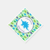 可愛い恐竜の赤ちゃんシャワーDino青と緑の男の子 スタンダードカクテルナプキン (角)