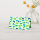 可愛い恐竜の赤ちゃんシャワーDino青と緑の男の子 プレイスカード (裏面)