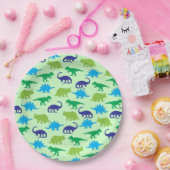 可愛い恐竜の赤ちゃんシャワーDino青と緑の男の子 ペーパープレート (パーティー)