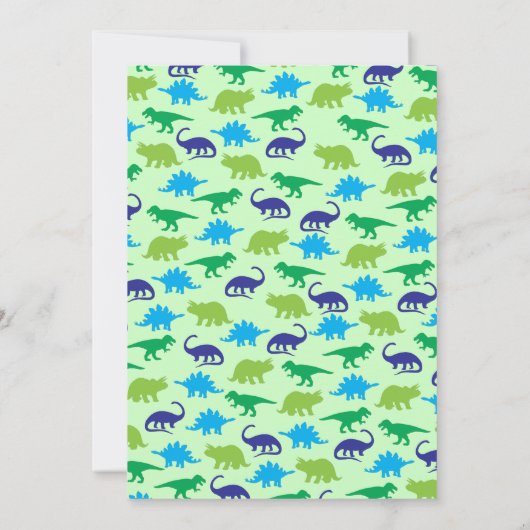 可愛い恐竜の赤ちゃんシャワーDino青と緑の男の子 招待状 (裏面)