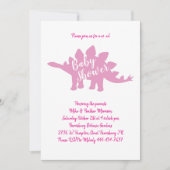 可愛い恐竜の赤ちゃんシャワーStegosaurusピンクの女の子 招待状 (正面)