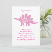 可愛い恐竜の赤ちゃんシャワーStegosaurusピンクの女の子 招待状 (スタンド正面)