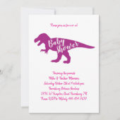 可愛い恐竜の赤ちゃんシャワーTレックスディーノピンクの女の子 招待状 (正面)