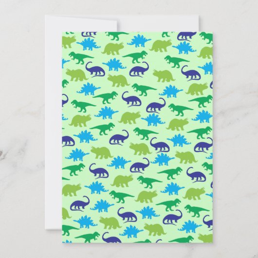 可愛い恐竜の赤ちゃんシャワーTriceratopsブルーボーイ 招待状 (裏面)