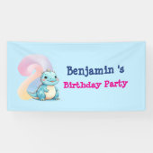 可愛い恐竜の轟音少年の二番目の誕生日パーティー 横断幕 (横)