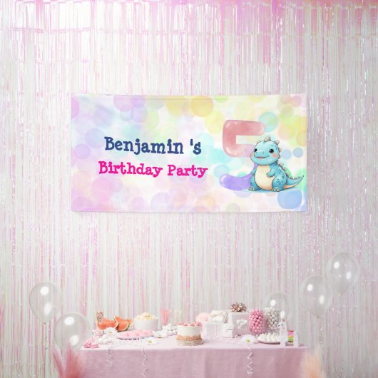 可愛い恐竜の轟音少年5th誕生日パーティー 横断幕 (パーティー)