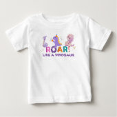 可愛い恐竜の轟音Tシャツ ベビーTシャツ (正面)