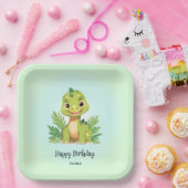 可愛い恐竜の野生のジャングル動物園の誕生日パーティーの少年 ペーパープレート (パーティー)